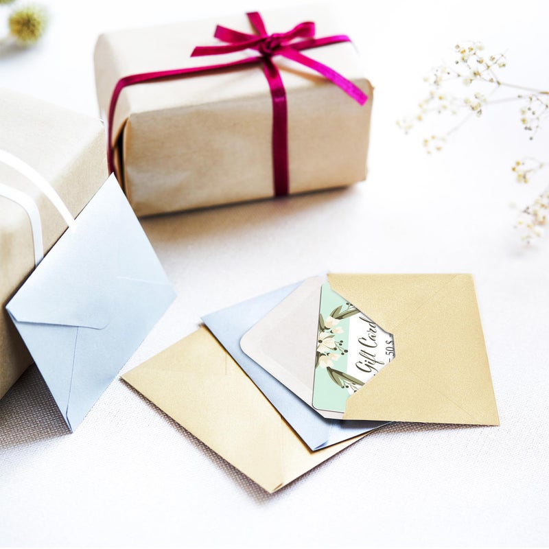 MATICAN Gift Card Envelopes - 100-Count Mini Envelopes, Paper Business Card Envelopes, Bulk Tiny Envelope Pockets for Small Note Cards, Gold and Silver, 50 Each, 4 x 2.7 Inches - Image 3